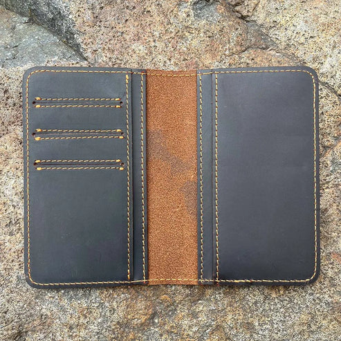 Genuine Leather Men's Billfold with Checkbook Holder